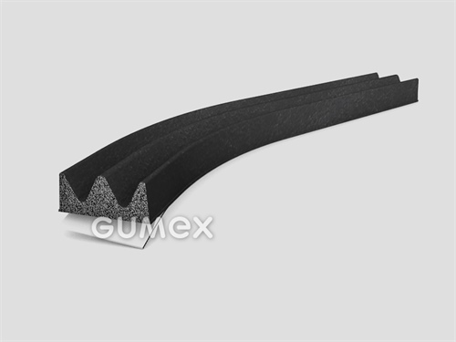 Selbstklebendes mikroporöses Profil "WELLEN", 4x9,2mm, 6-Ströme, Dichte 500kg/m3, EPDM, schwarz, 